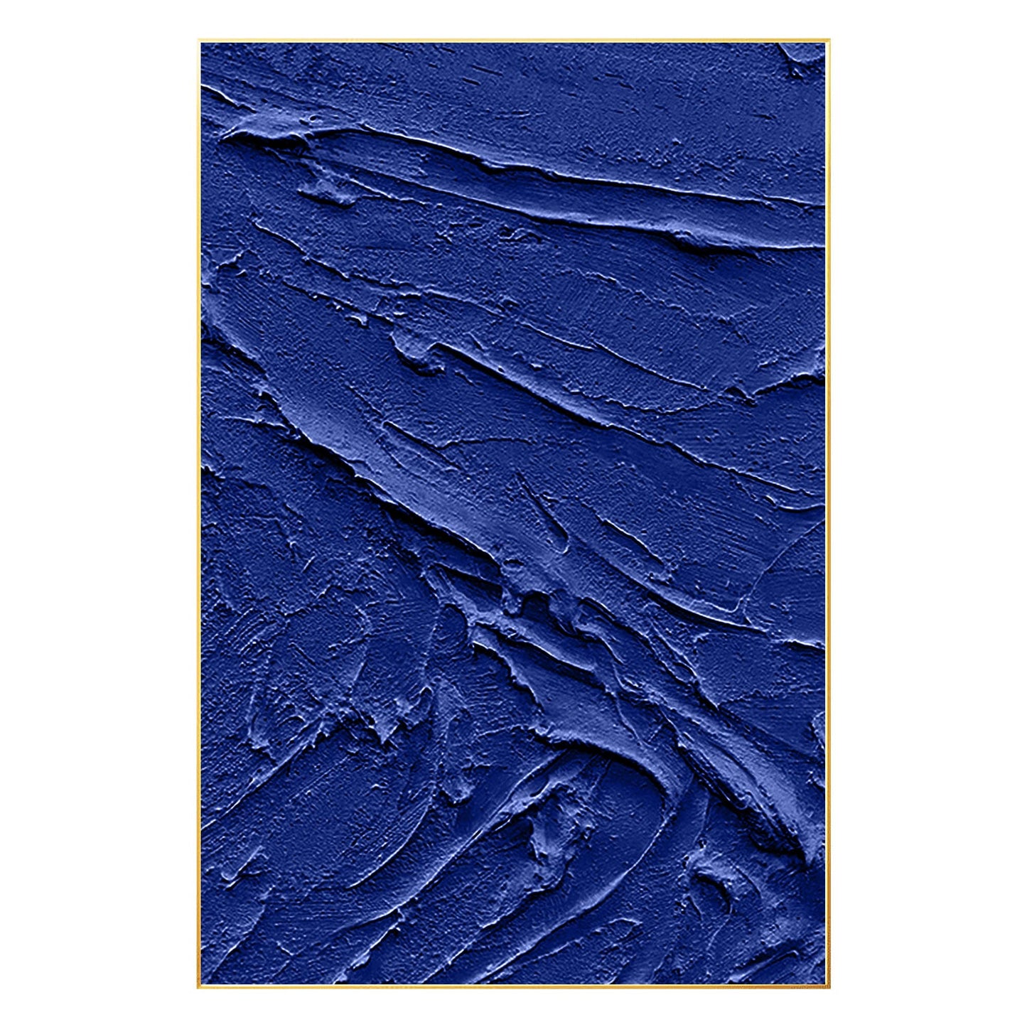 Blauwe zware textuurschildering – extra grote 3D acrylcanvaskunst, minimalistisc #7