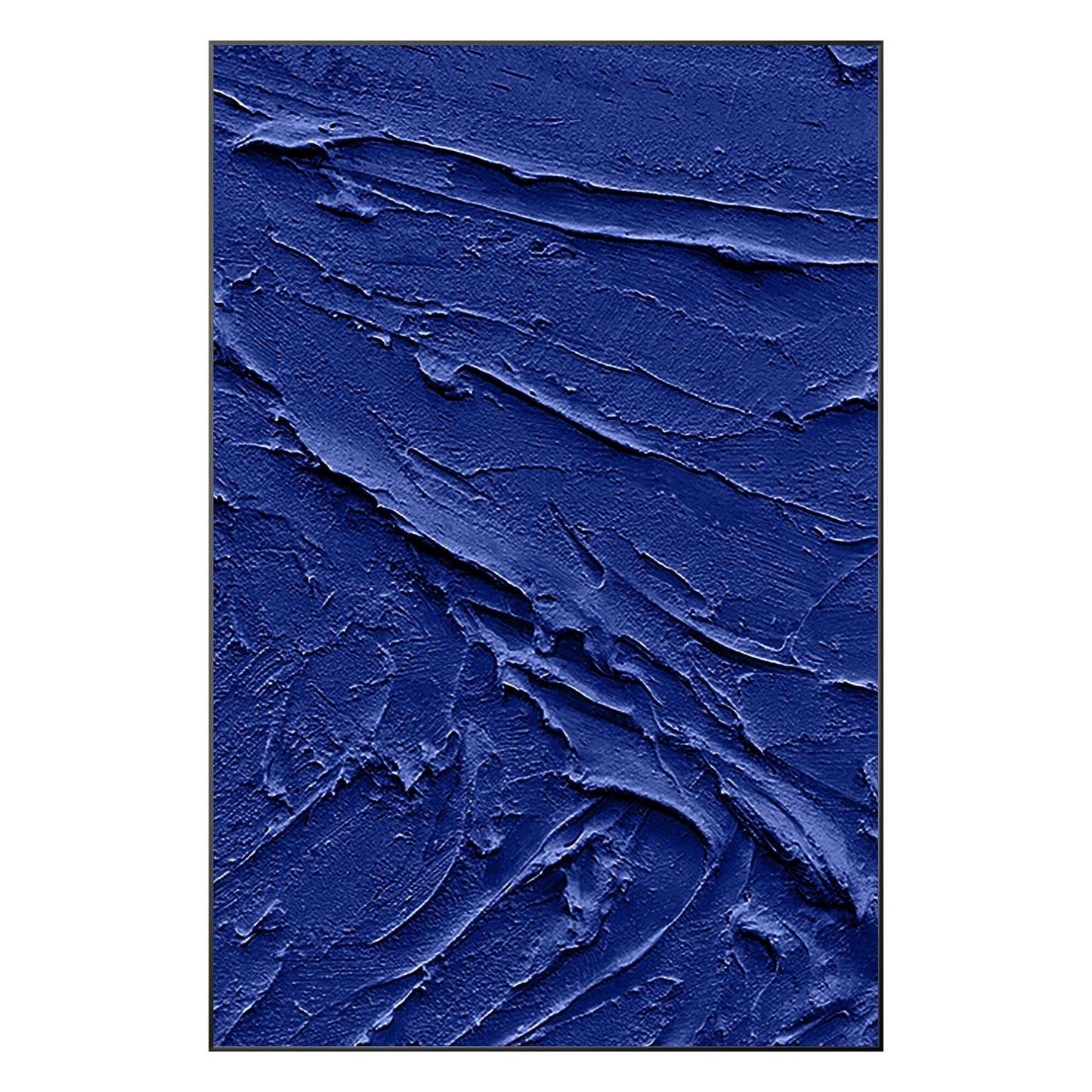 Blauwe zware textuurschildering – extra grote 3D acrylcanvaskunst, minimalistisc #9