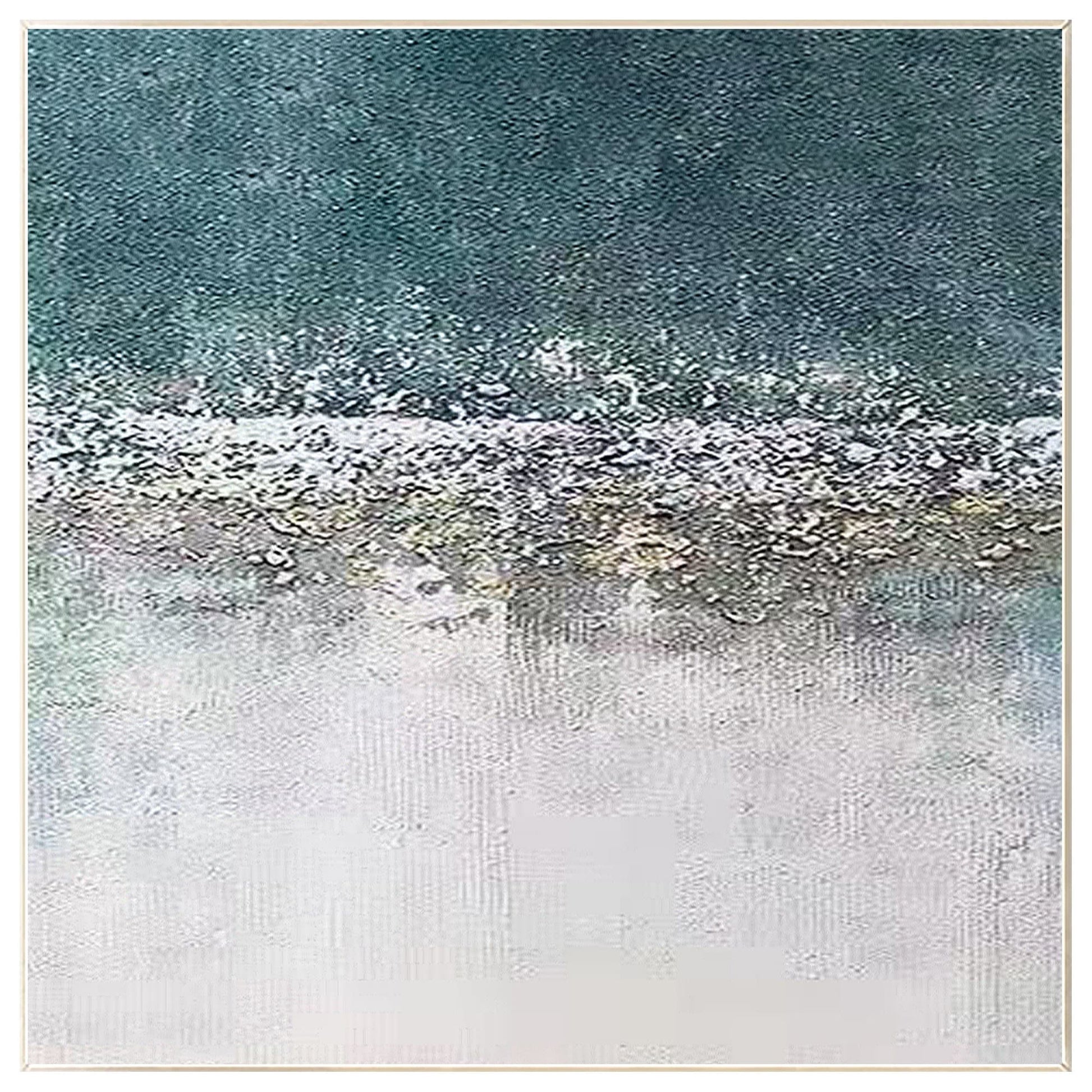 Blauwgroen grijs abstract schilderij: vierkante ingelijste muurkunst #8
