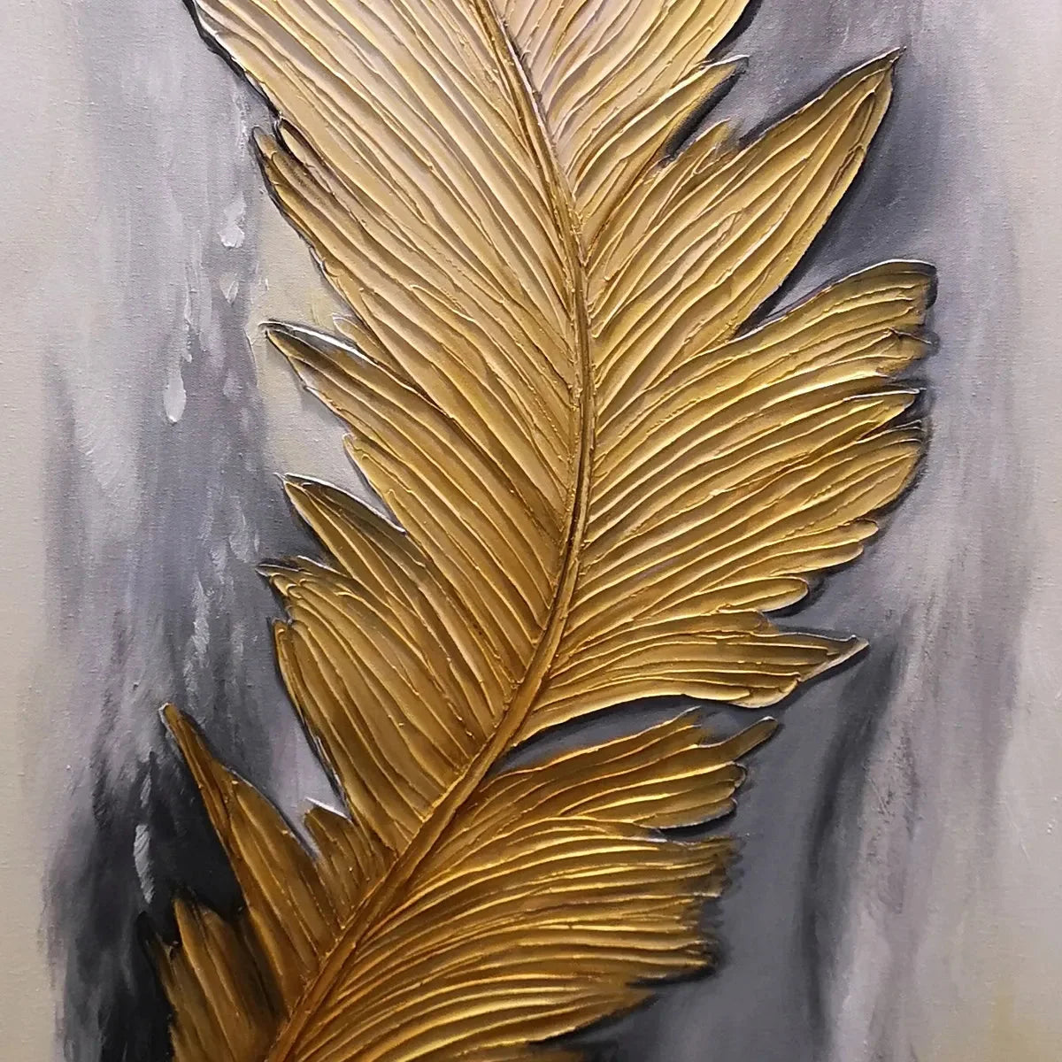 BLEMISHED SKY: Abstract Feather Oil Painting | rectangular format, hand-painted canvas edge