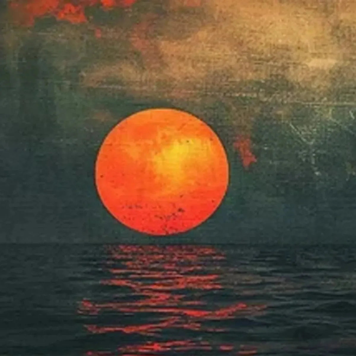 BLOOD MOON PANORAMIC: Sunset Painting, Panoramic Wall Art | rectangular format, hand-painted canvas edge