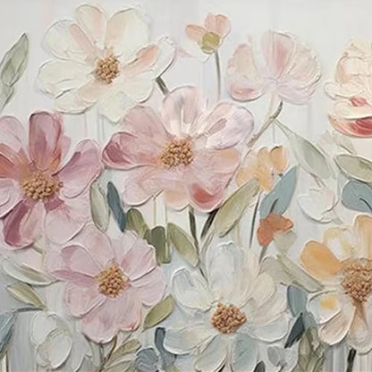 BLOOM WHISPER: Textured Pastel Floral Oil Painting | rolled canvas, ready for custom framing