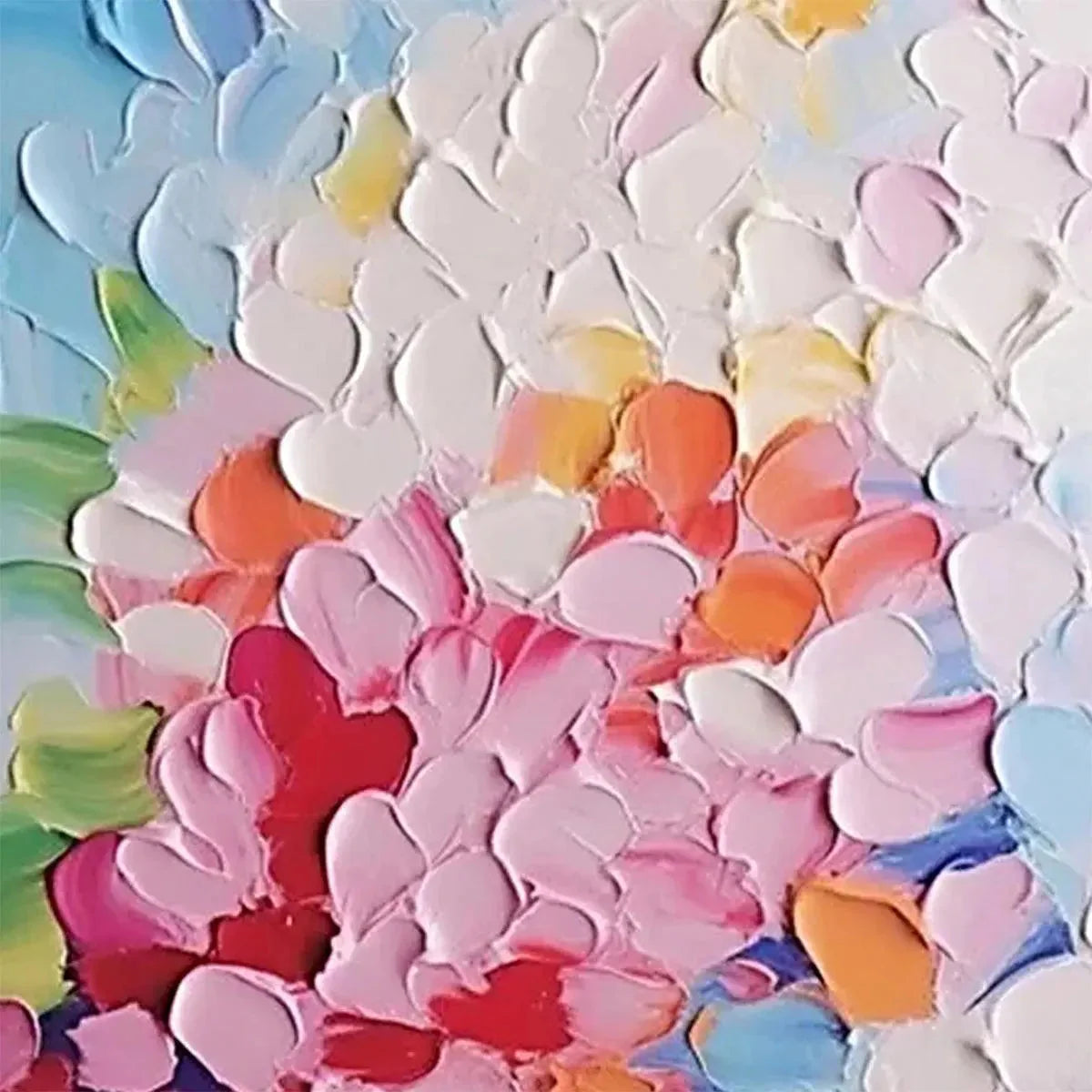 BLOOMING BOUQUET: Textured Impasto Floral Painting in Vibrant Colors | rectangular format, hand-painted canvas edge