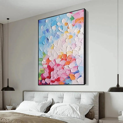 BLOOMING BOUQUET: Textured Impasto Floral Painting in Vibrant Colors | textured impasto mood, soft natural light studio shot