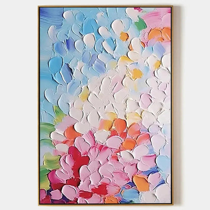 BLOOMING BOUQUET: Textured Impasto Floral Painting in Vibrant Colors | hanging in living room, textured impasto wall art