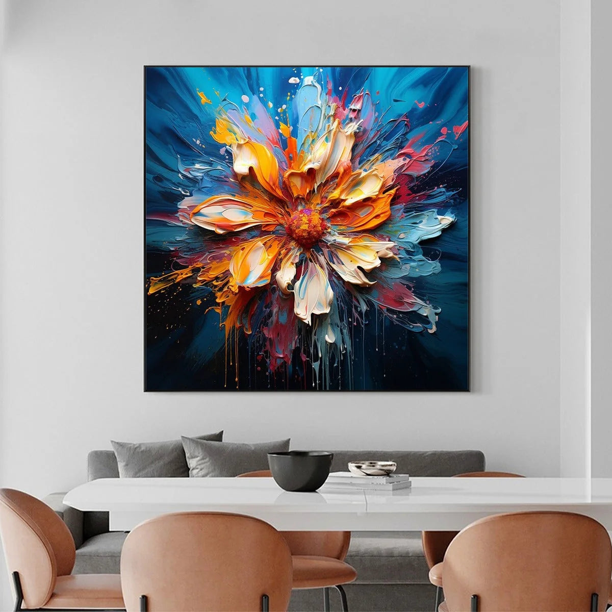 BLOOMING BURST: Textured Impasto Floral Oil Painting | textured impasto closeup, raised brushwork detail