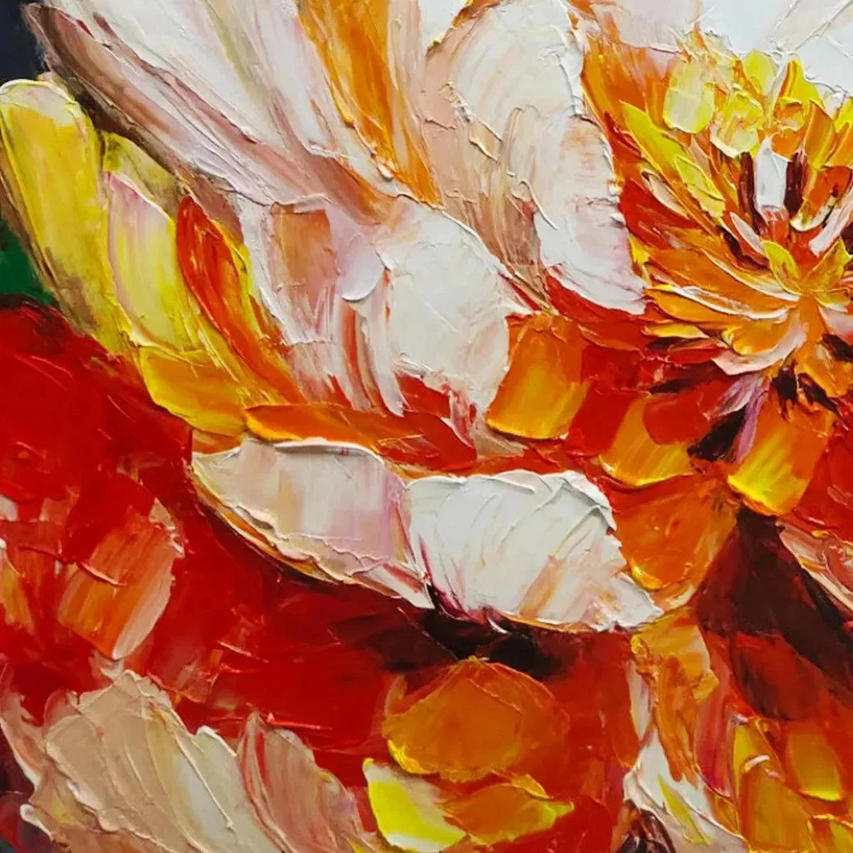 BLOOMING PEONY: Textured Impasto Peony Painting in Pink and Orange | rolled canvas, ready for custom framing