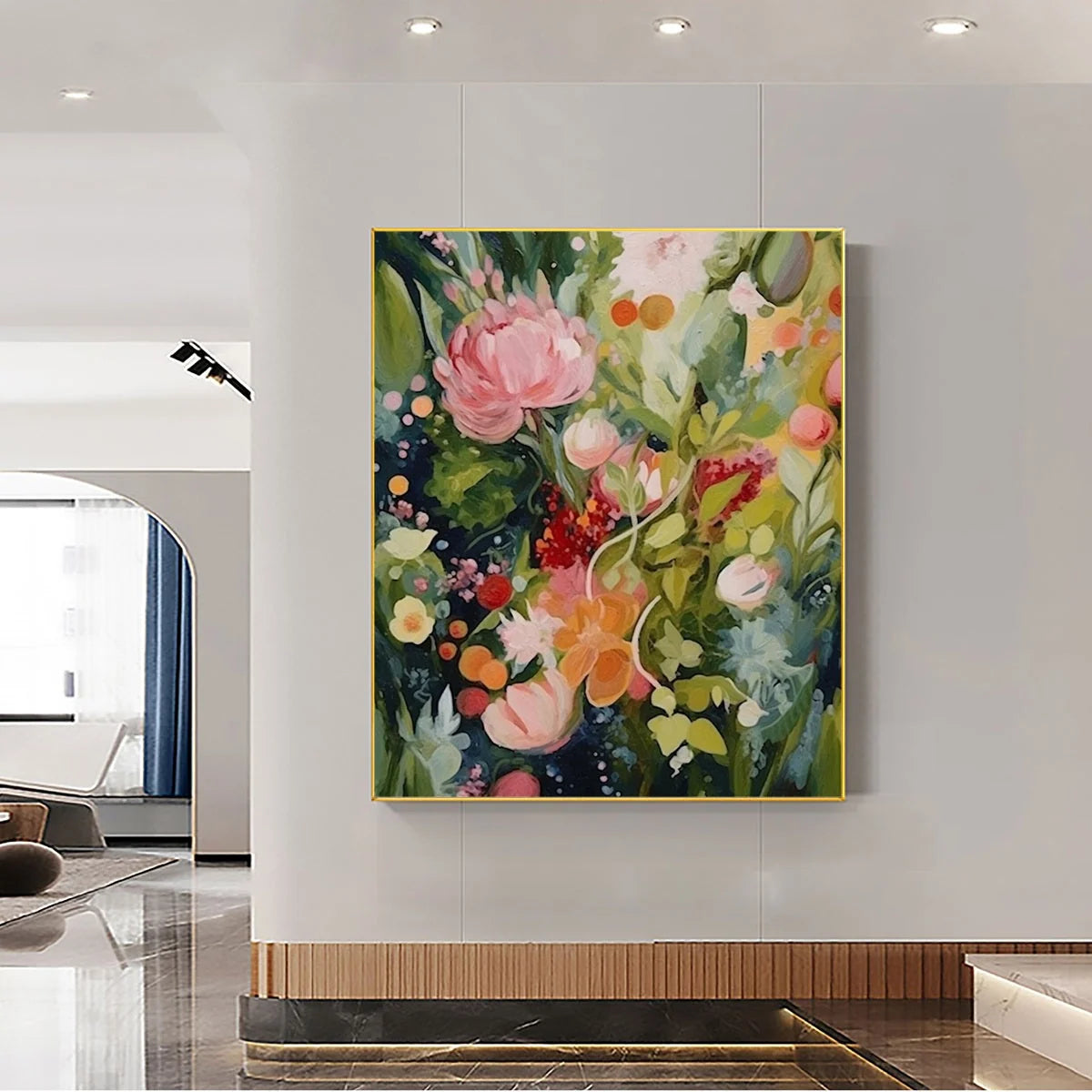 BLOOMING RHAPSODY: Textured Floral Oil Painting | rolled canvas, ready for custom framing