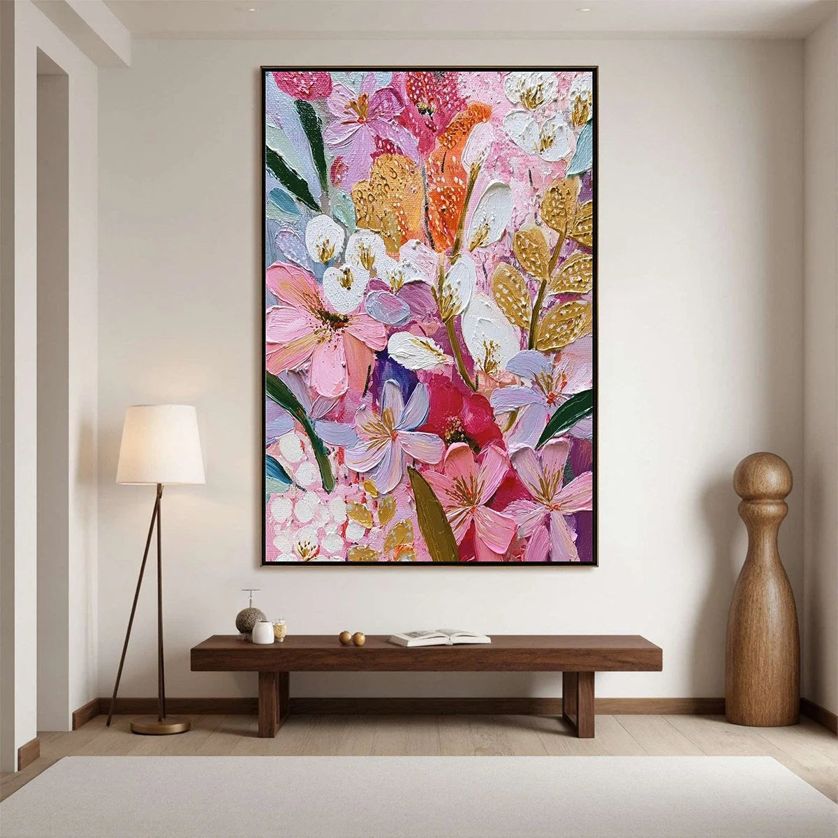 BLOOMING RHAPSODY: Textured Impasto Floral Oil Painting | textured impasto closeup, raised brushwork detail