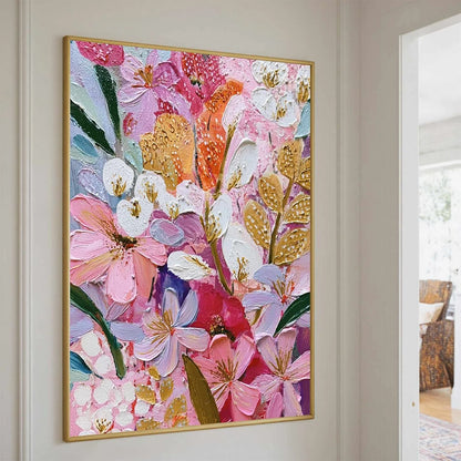 BLOOMING RHAPSODY: Textured Impasto Floral Oil Painting | rolled canvas, ready for custom framing