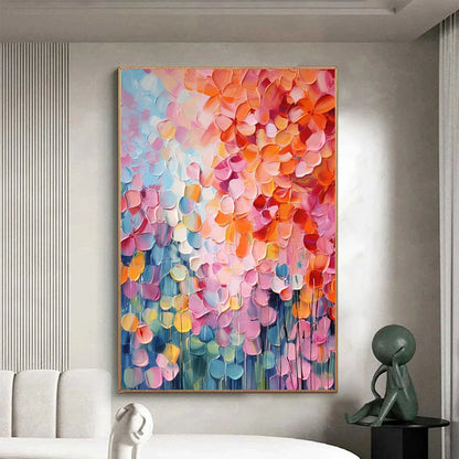 BLOOMING RHAPSODY: Textured Impasto Floral Oil Painting | textured impasto closeup, raised brushwork detail