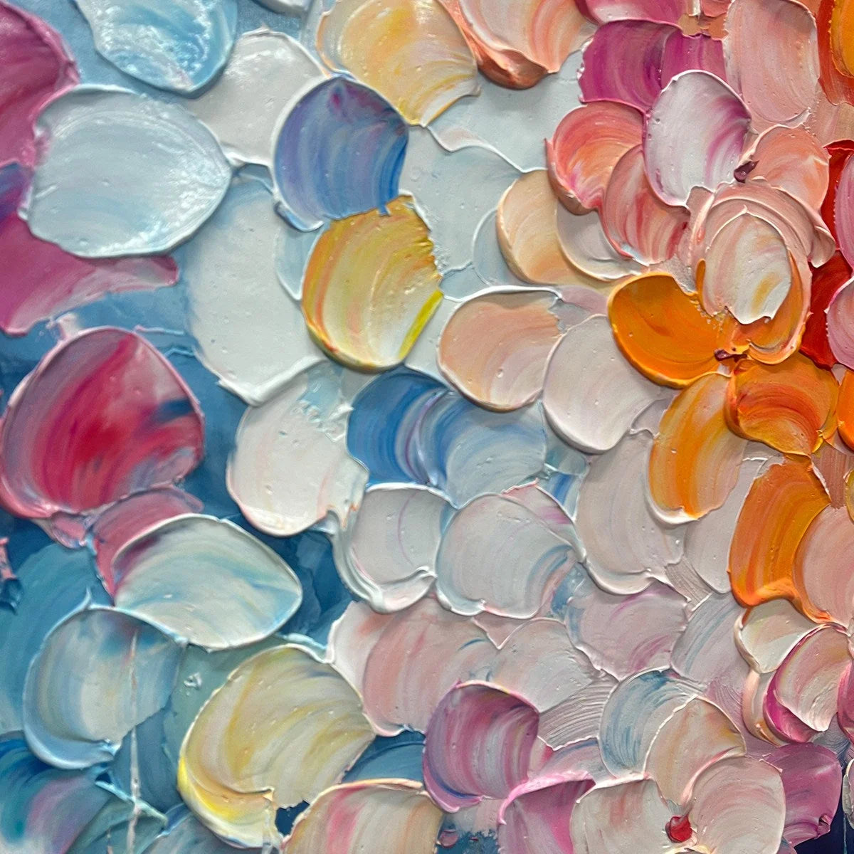 BLOOMING RHAPSODY: Textured Impasto Floral Oil Painting | rectangular format, hand-painted canvas edge