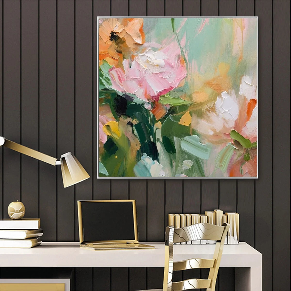 BLOOMING ROMANCE: Impressionistic Floral Oil Painting | rolled canvas, ready for custom framing