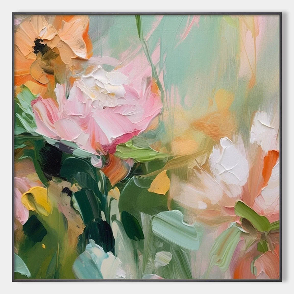 BLOOMING ROMANCE: Impressionistic Floral Oil Painting | hanging in living room, impressionistic wall art