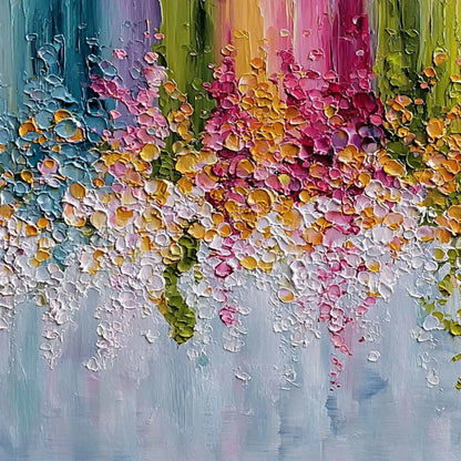 PETAL RAIN: Heavy Texture Impasto Floral Abstract Painting | rectangular format, hand-painted canvas edge