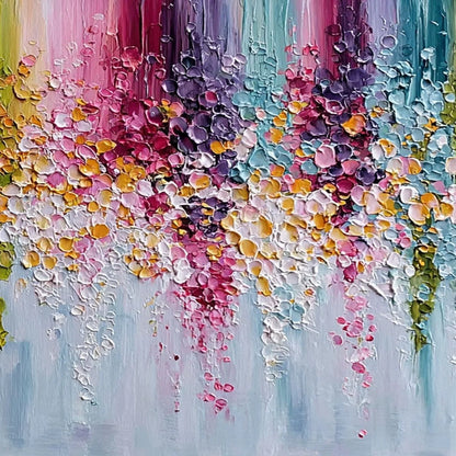 PETAL RAIN: Heavy Texture Impasto Floral Abstract Painting | rolled canvas, ready for custom framing