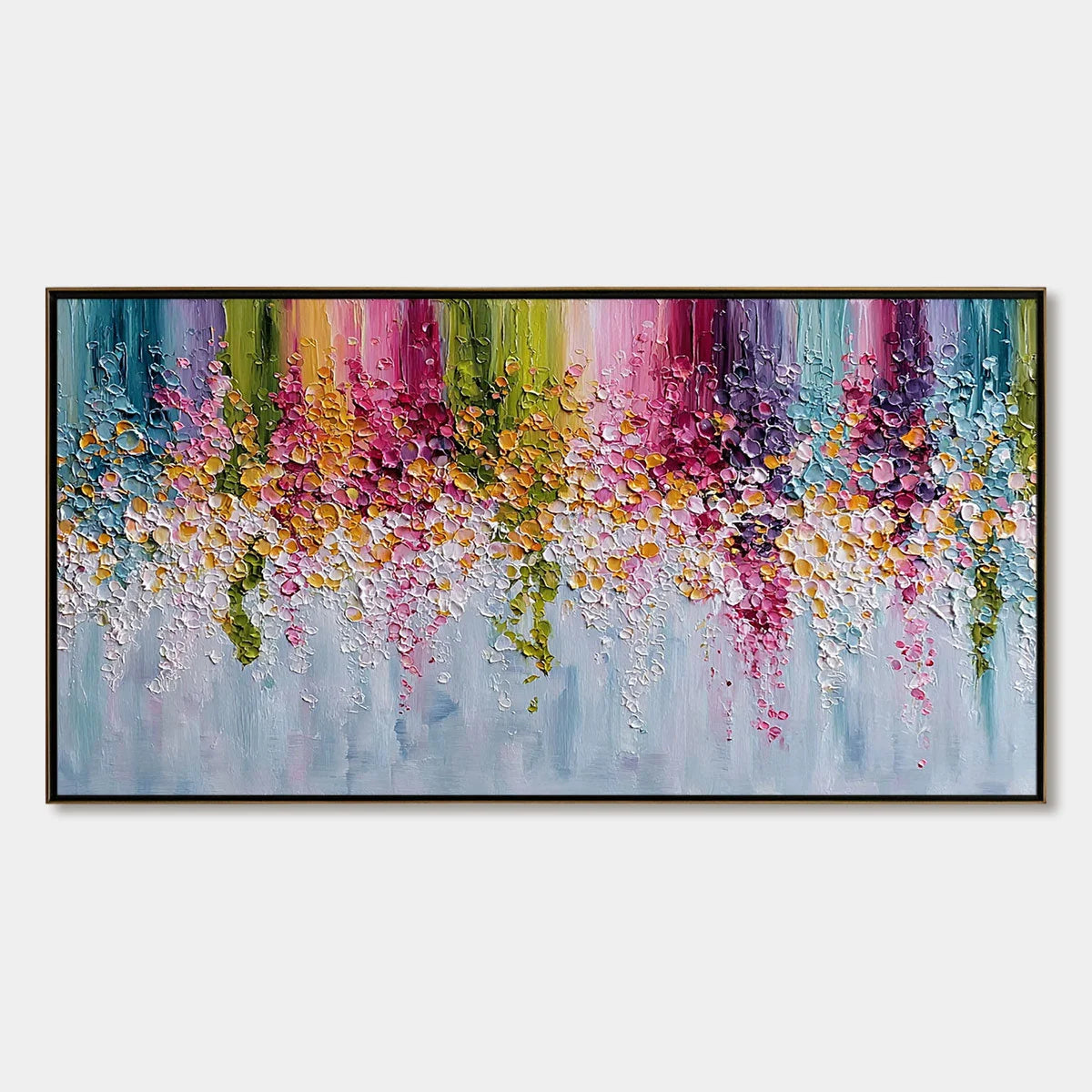PETAL RAIN: Heavy Texture Impasto Floral Abstract Painting | hanging in living room, Abstract wall art