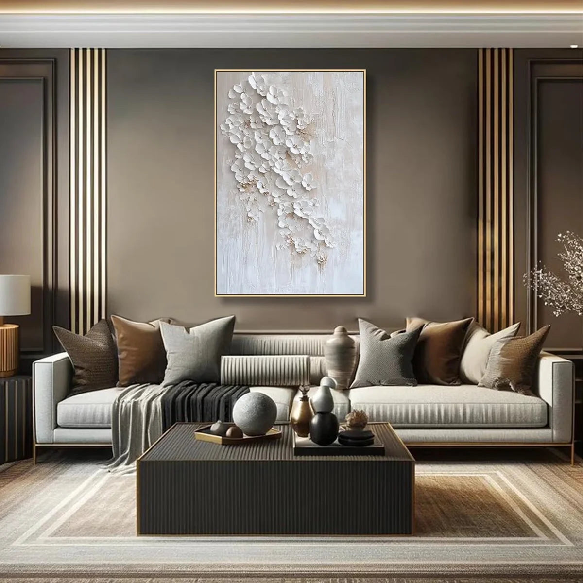 BLOSSOM CASCADE: Textured Wabi Sabi 3D Flower Painting | floral palette, original meditation room art