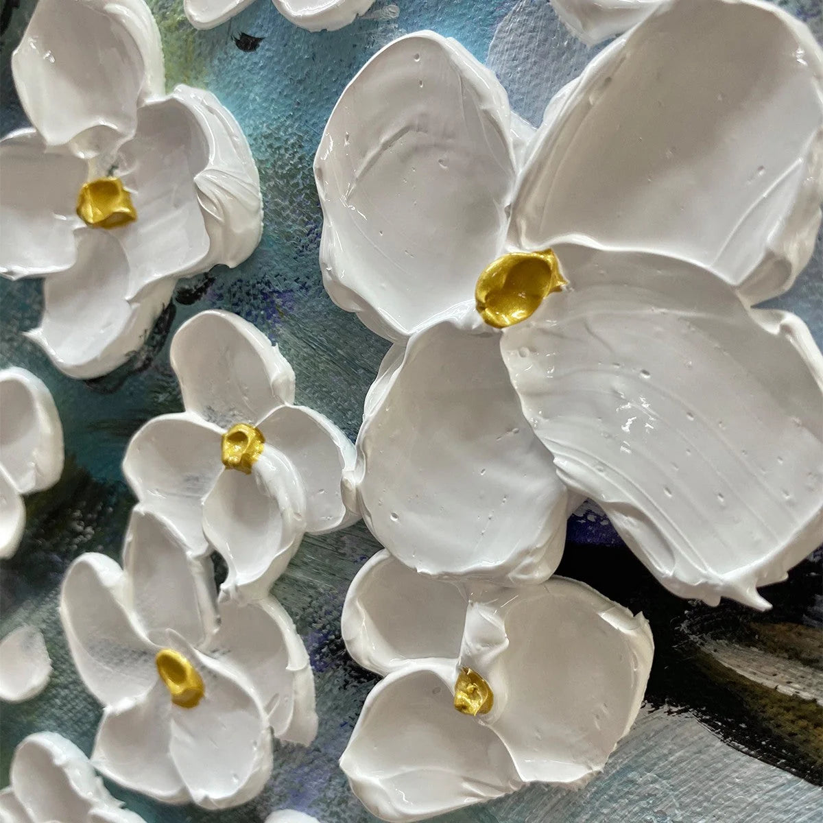 BLOSSOM DREAM: White Floral Impasto Oil Painting | rolled canvas, ready for custom framing