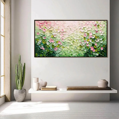 BLOSSOM DRIFT: Palette Knife Floral Impasto Painting | Abstract closeup, raised brushwork detail