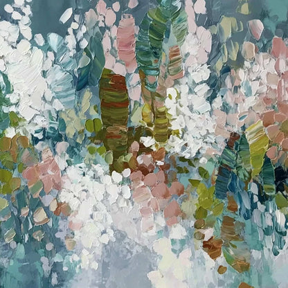 BLOSSOM REVERIE: Textured Abstract Floral Impasto Oil Painting | rolled canvas, ready for custom framing