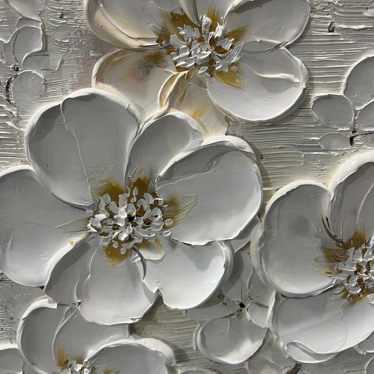BLOSSOM SERENADE: Textured Floral Oil Painting | rectangular format, hand-painted canvas edge
