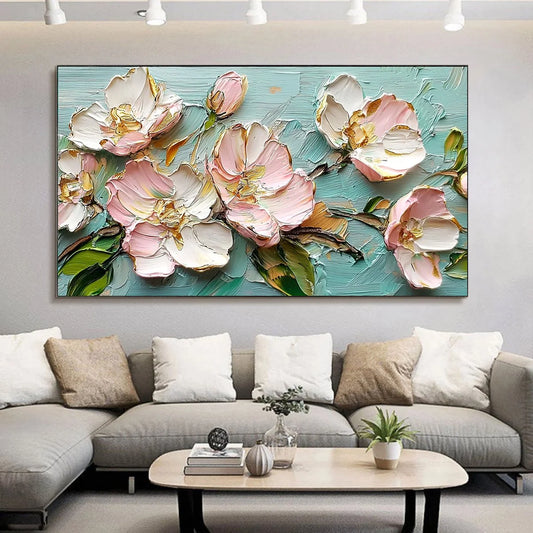 BLOSSOM SERENADE: Textured Impasto Floral Oil Painting