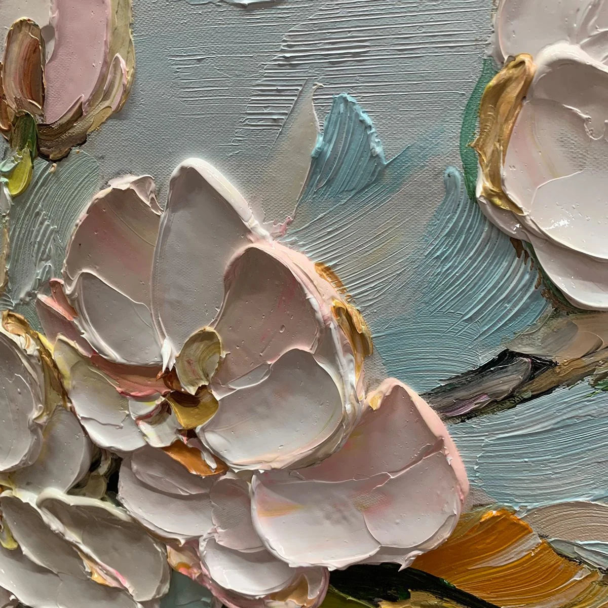 BLOSSOM SERENADE: Textured Impasto Floral Oil Painting | rolled canvas, ready for custom framing