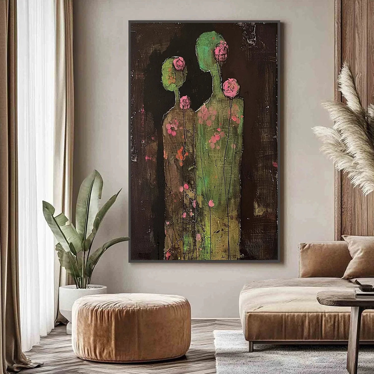 BLOSSOM SHADOWS: Figurative Floral Portrait Painting | Figurative closeup, raised brushwork detail