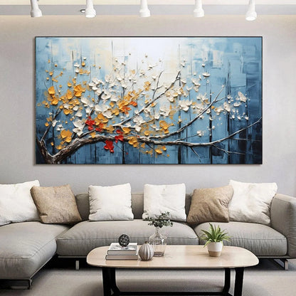 BLOSSOMING BRANCH: Textured Floral Oil Painting | textured closeup, raised brushwork detail