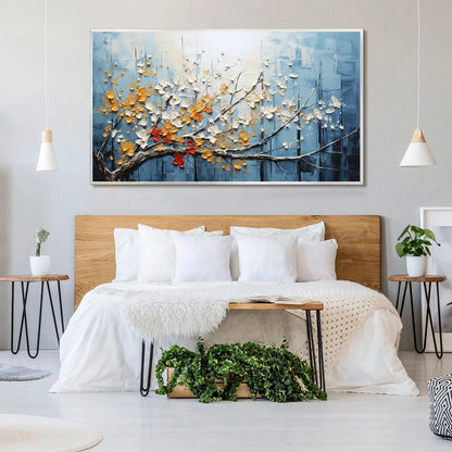 BLOSSOMING BRANCH: Textured Floral Oil Painting | textured mood, soft natural light studio shot