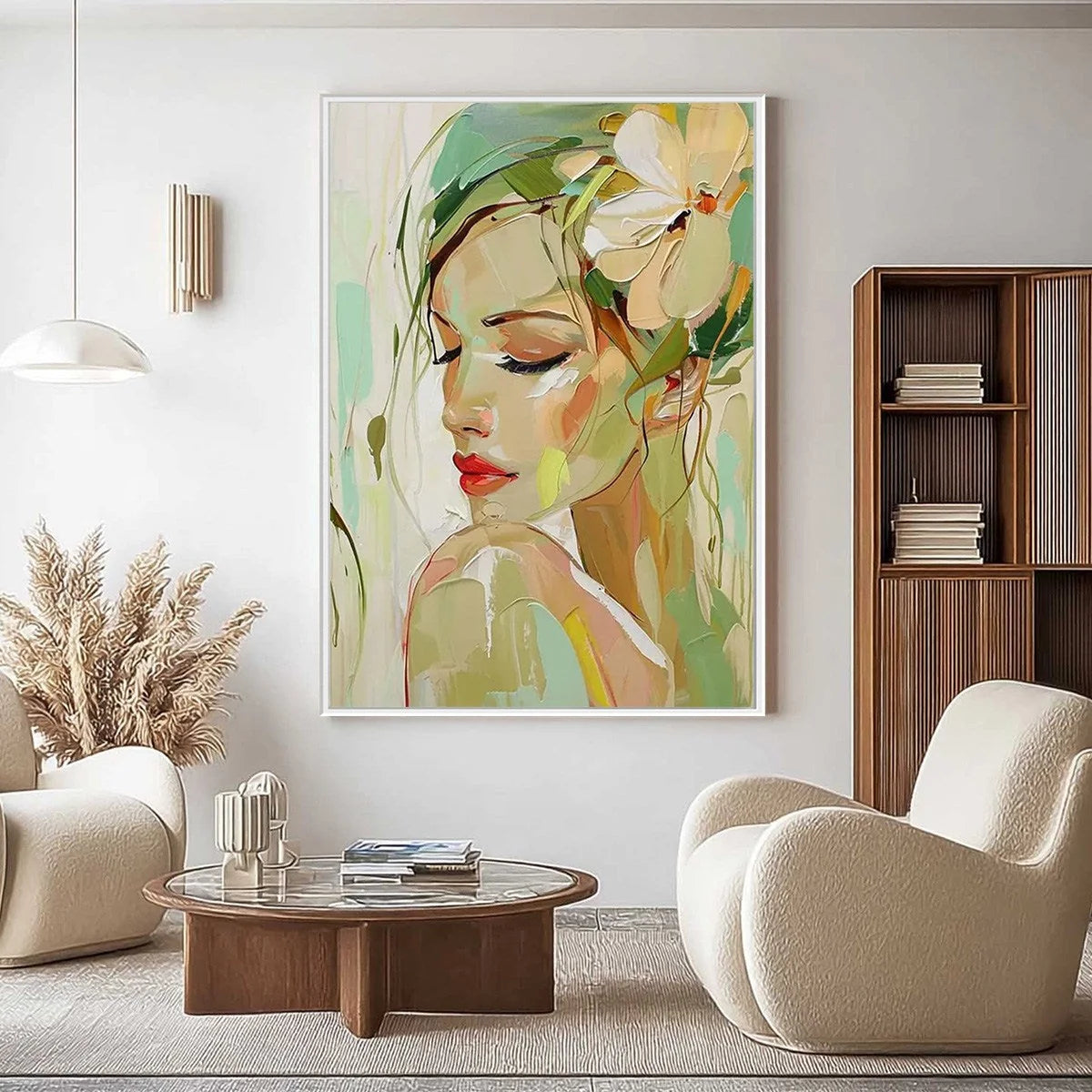 BLOSSOMING SERENITY: Impressionistic Floral Portrait | floral palette, original living room art