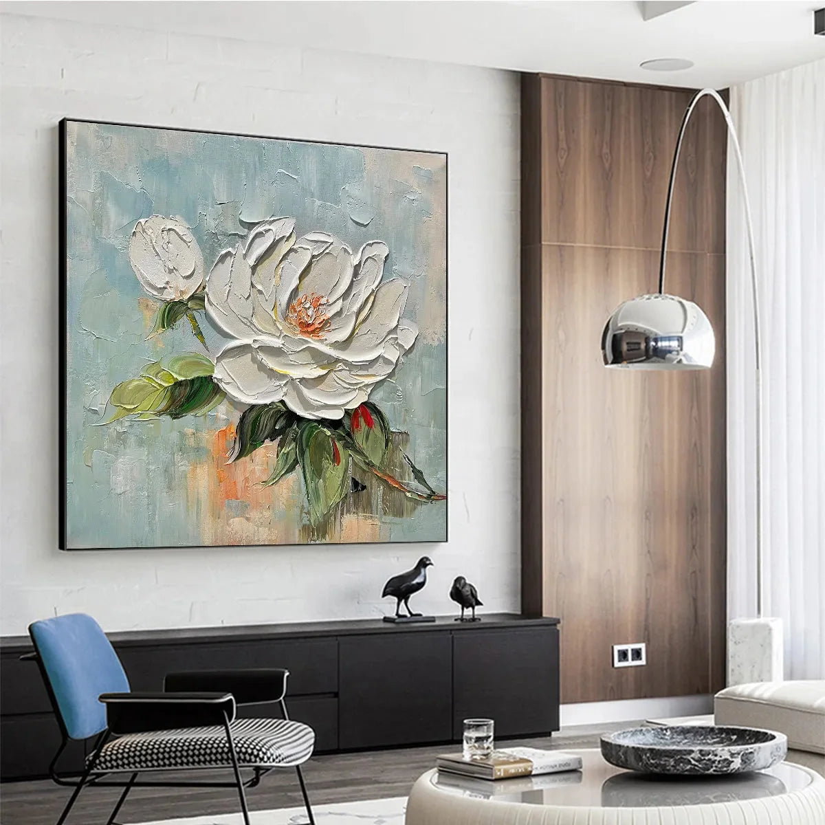 BLOSSOMS GRACE: Textured Impasto Magnolia Painting | floral palette, original bedroom art
