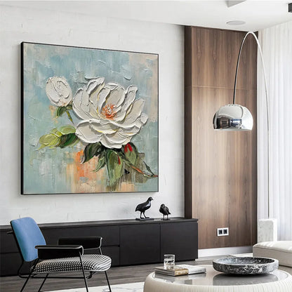 BLOSSOMS GRACE: Textured Impasto Magnolia Painting | floral palette, original bedroom art