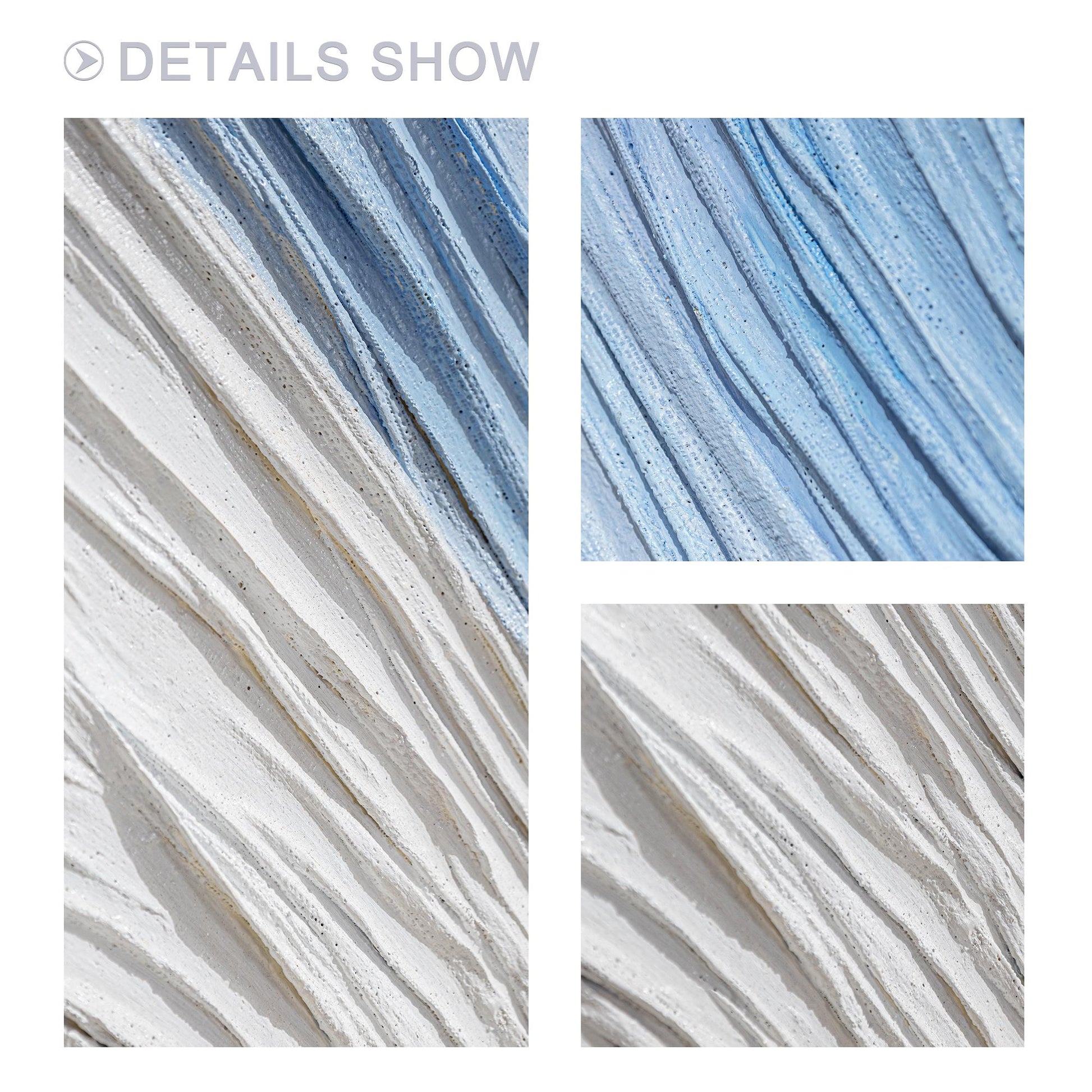 Blue Abstract Painting: 3D Textured Plaster, Ocean Waves Art #2