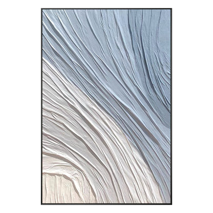 Blue Abstract Painting: 3D Textured Plaster, Ocean Waves Art #11