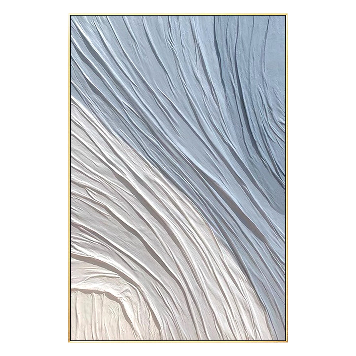 Blue Abstract Painting: 3D Textured Plaster, Ocean Waves Art #9