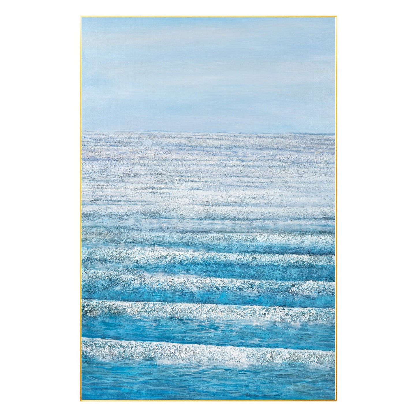 Blue Abstract Seascape Painting: Textured Ocean Canvas Wall Art #8