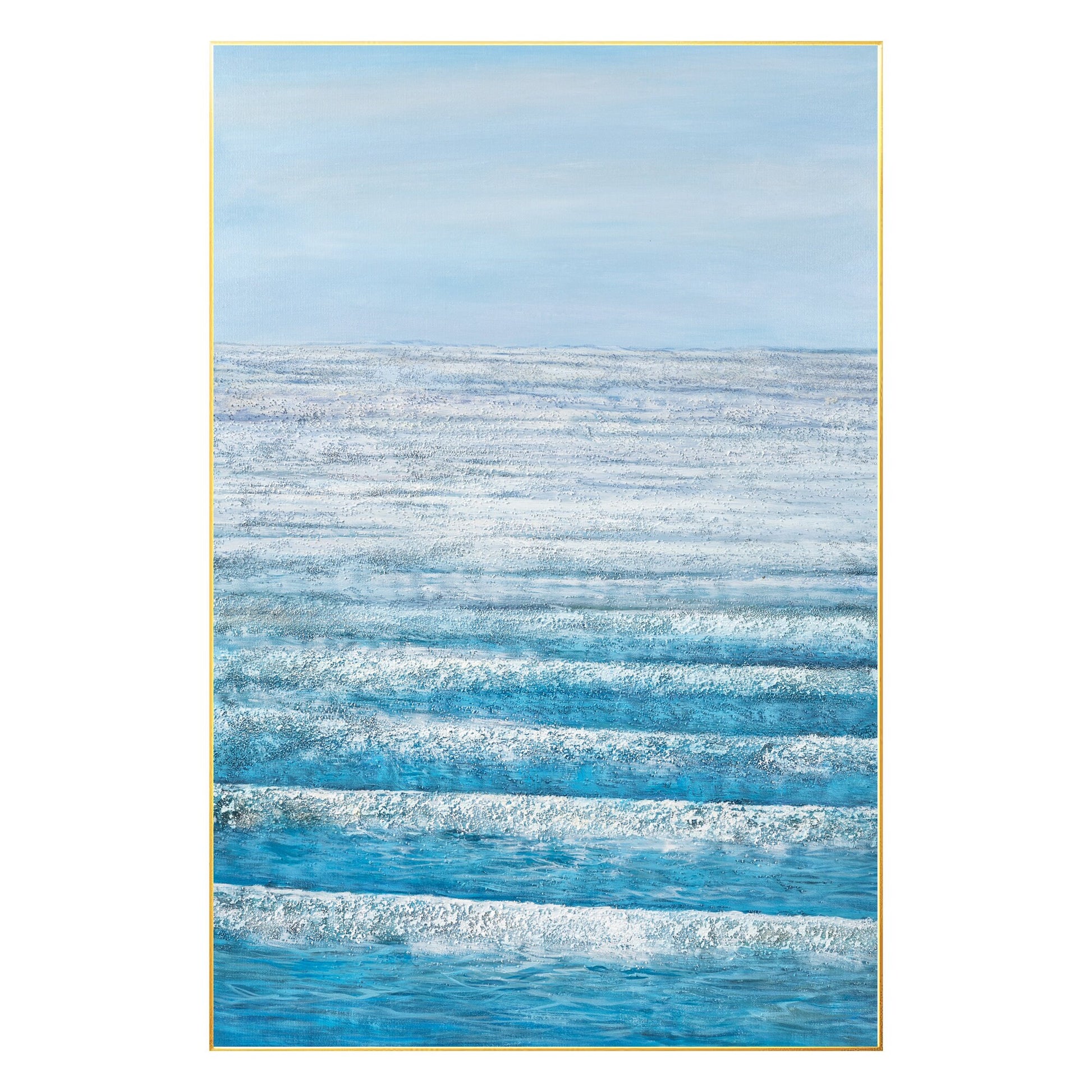 Blue Abstract Seascape Painting: Textured Ocean Canvas Wall Art #8