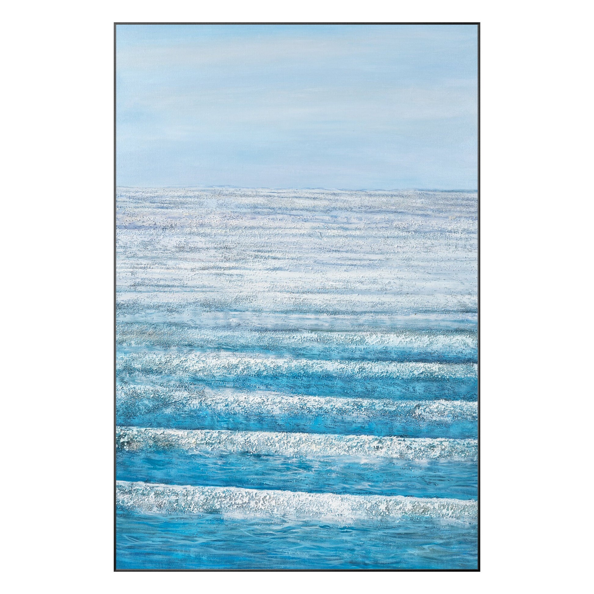 Blue Abstract Seascape Painting: Textured Ocean Canvas Wall Art #10