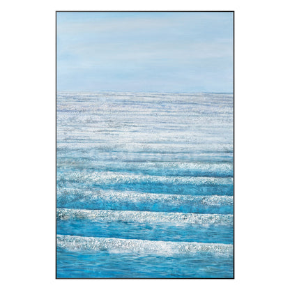 Blue Abstract Seascape Painting: Textured Ocean Canvas Wall Art #10
