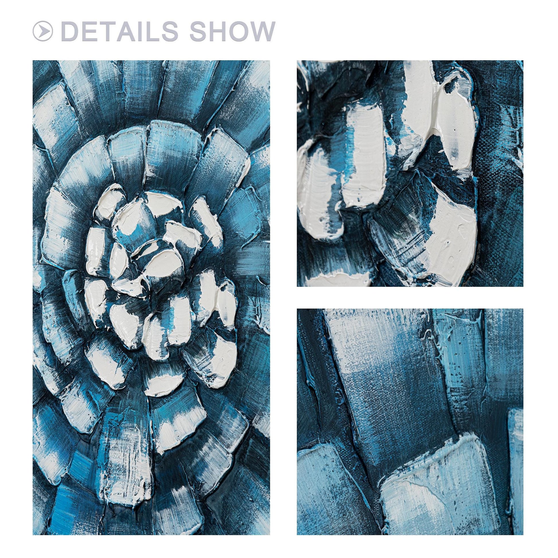Blue Abstract Texture Wall Art Original Painting on Canvas, Geometric Painting V #3