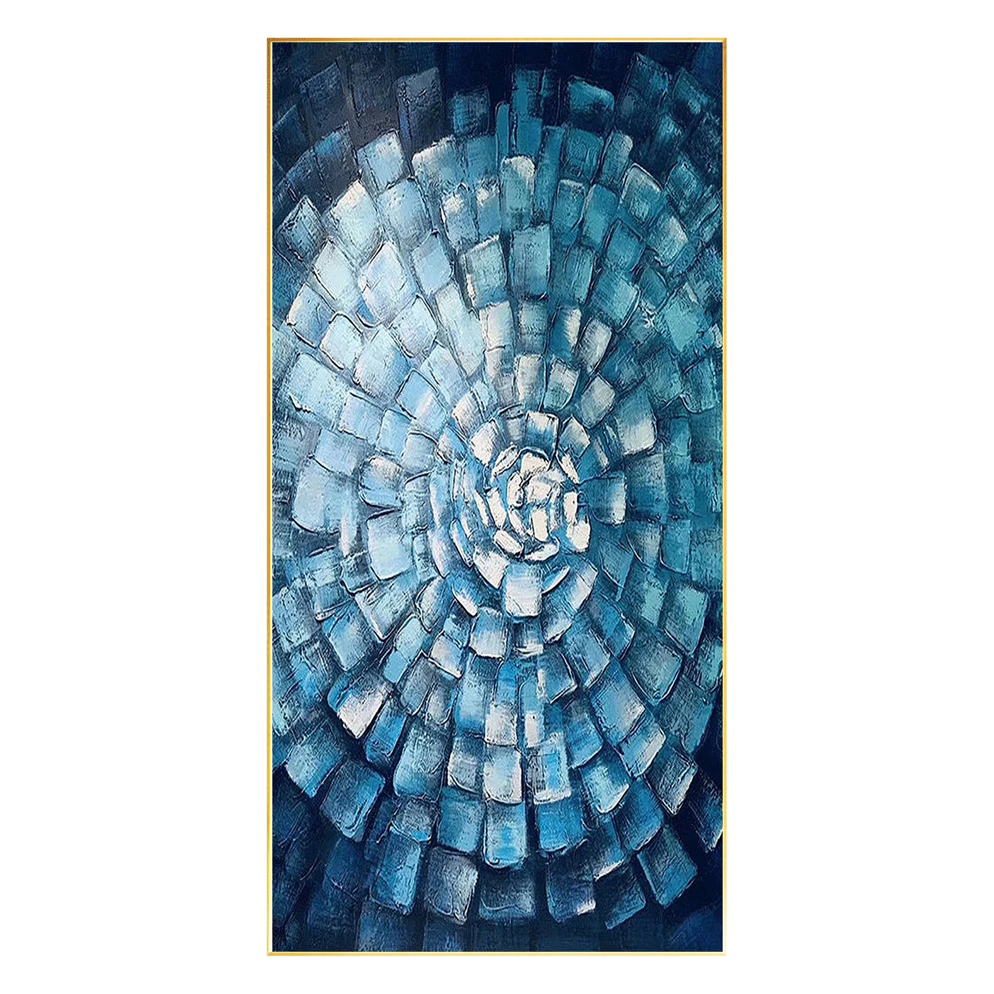 Blue Abstract Texture Wall Art Original Painting on Canvas, Geometric Painting V #8