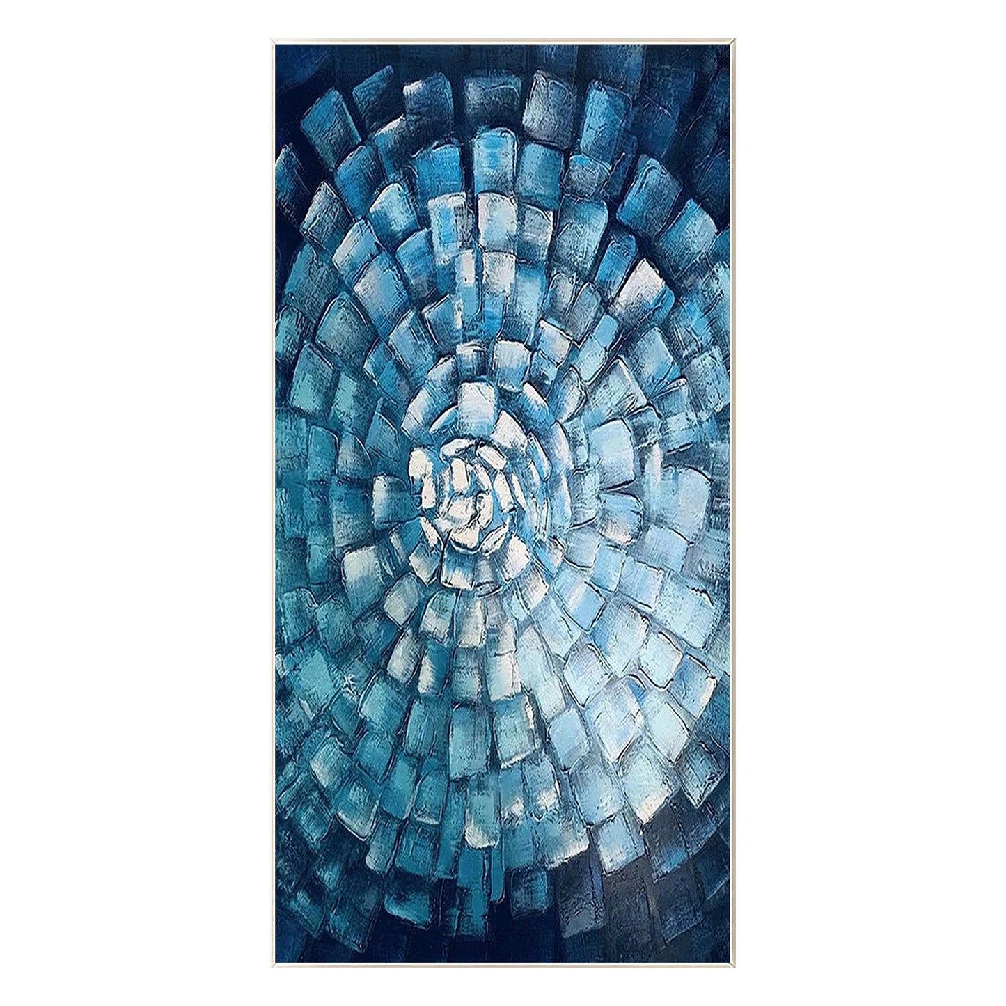 Blue Abstract Texture Wall Art Original Painting on Canvas, Geometric Painting V #9