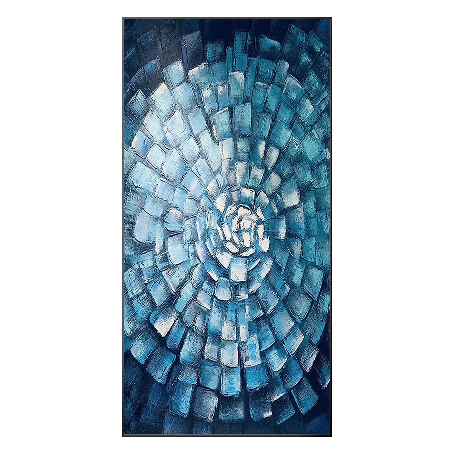 Blue Abstract Texture Wall Art Original Painting on Canvas, Geometric Painting V #10