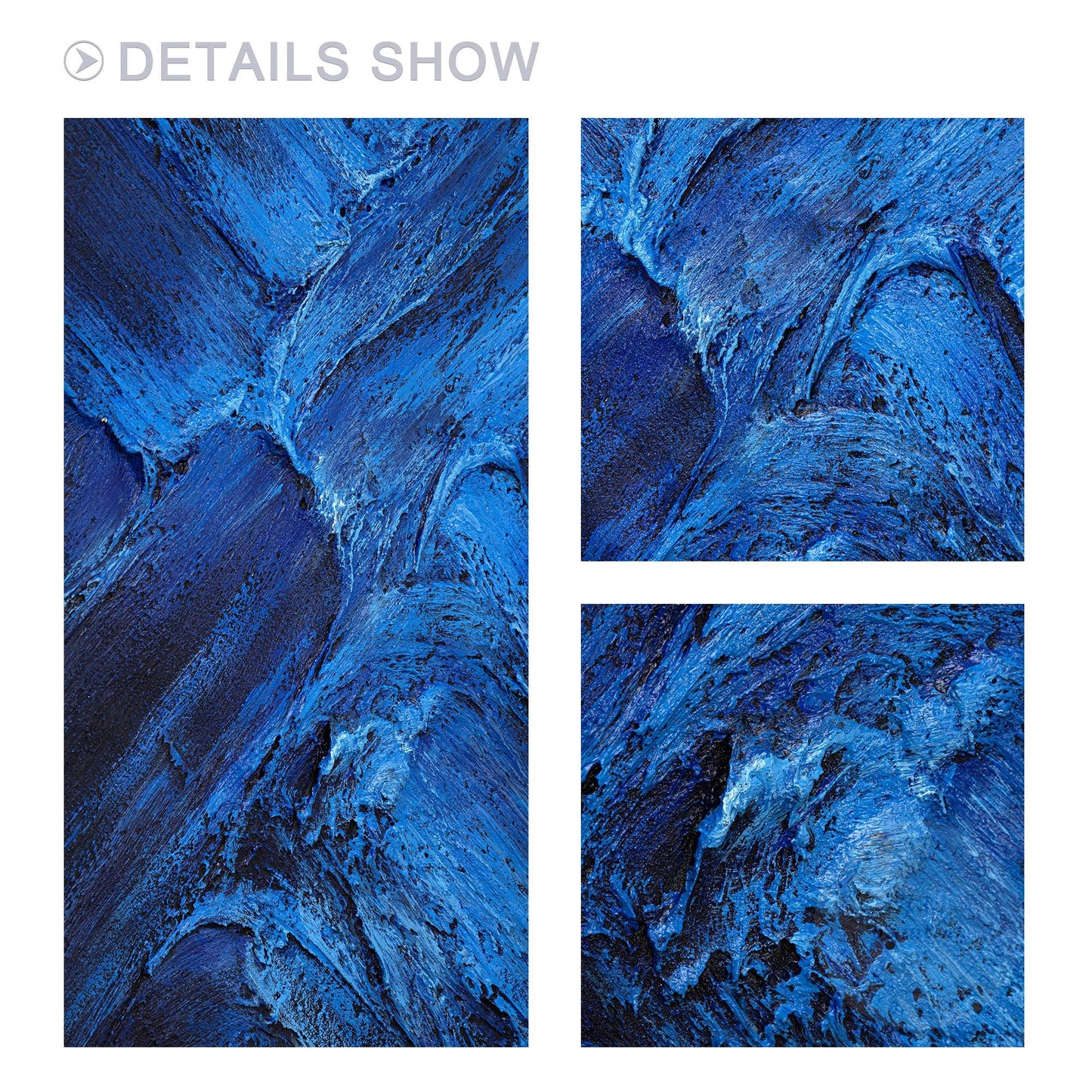 Blue Abstract Textured Painting: Flowing Water Canvas Wall Art #2