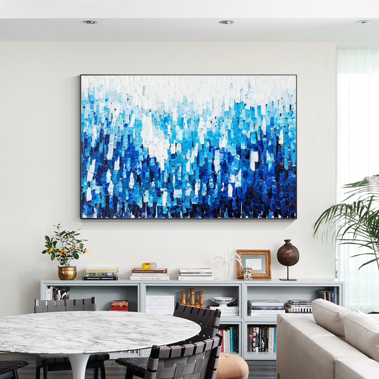 Blue Abstract Textured Painting: Original Acrylic Canvas Wall Art #3
