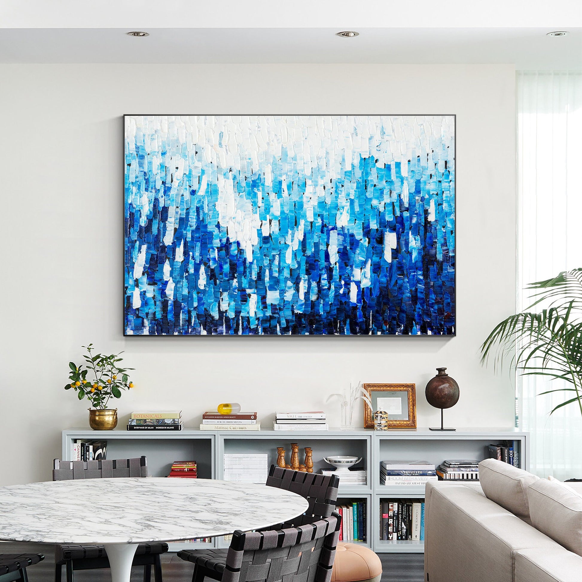 Blue Abstract Textured Painting: Original Acrylic Canvas Wall Art #3