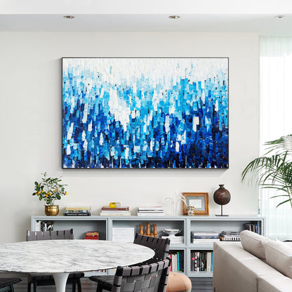 Blue Abstract Textured Painting: Original Acrylic Canvas Wall Art #3