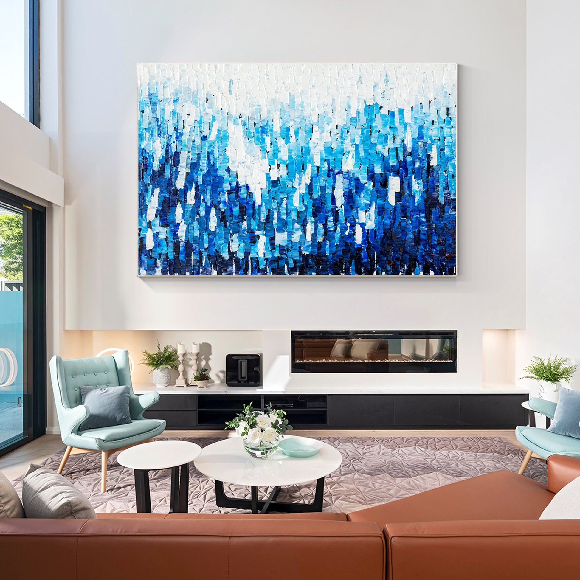Blue Abstract Textured Painting: Original Acrylic Canvas Wall Art #4